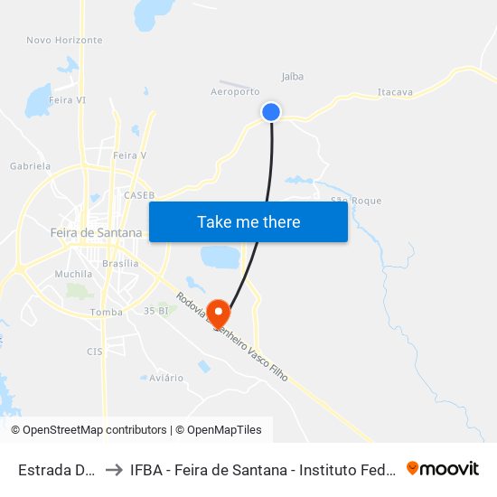 Estrada Do Rosário, 4907 to IFBA - Feira de Santana - Instituto Federal de Educação Ciencias e Tecnologia da Bahia map