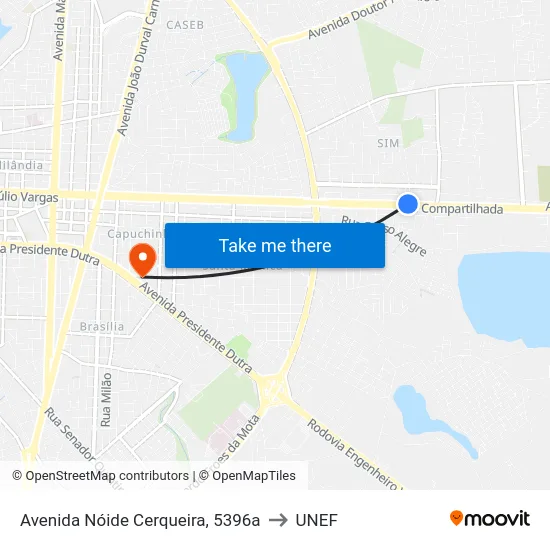 Avenida Nóide Cerqueira, 5396a to UNEF map