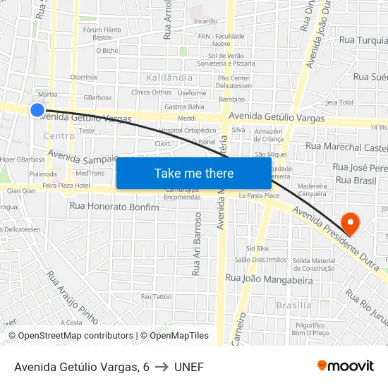 Avenida Getúlio Vargas, 6 to UNEF map