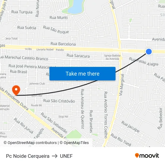Pc Noide Cerqueira to UNEF map