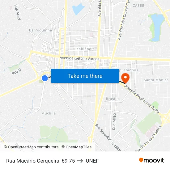 Rua Macário Cerqueira, 69-75 to UNEF map