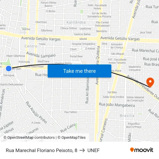Rua Marechal Floriano Peixoto, 8 to UNEF map