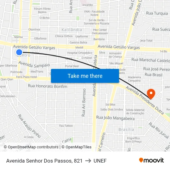 Avenida Senhor Dos Passos, 821 to UNEF map