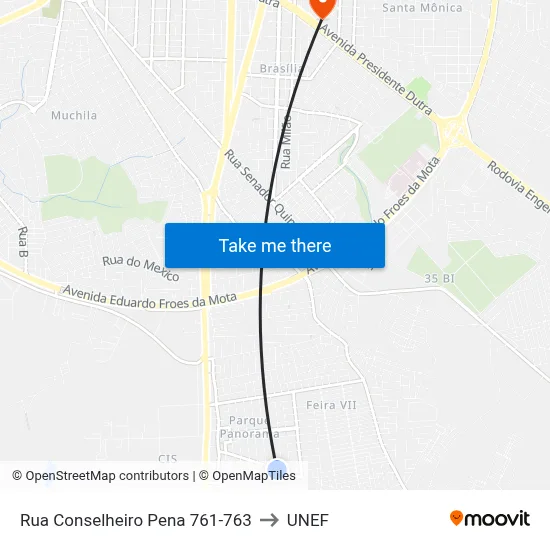 Rua Conselheiro Pena 761-763 to UNEF map
