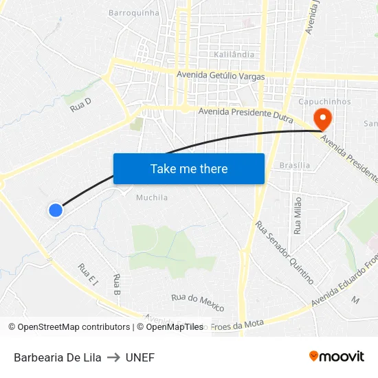 Barbearia De Lila to UNEF map
