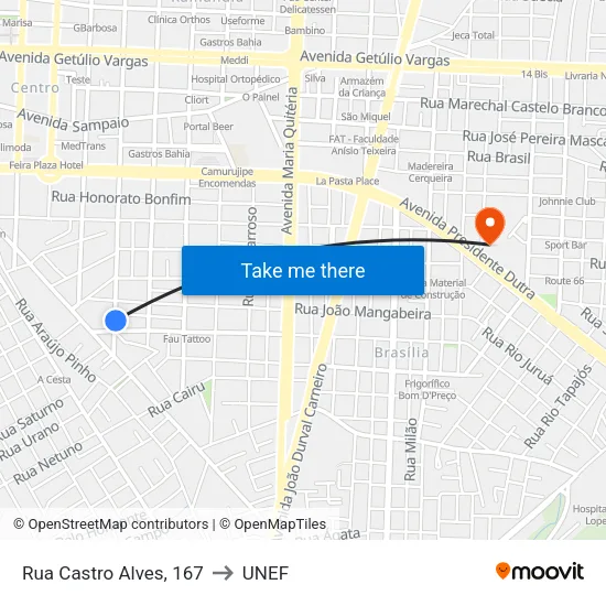 Rua Castro Alves, 167 to UNEF map