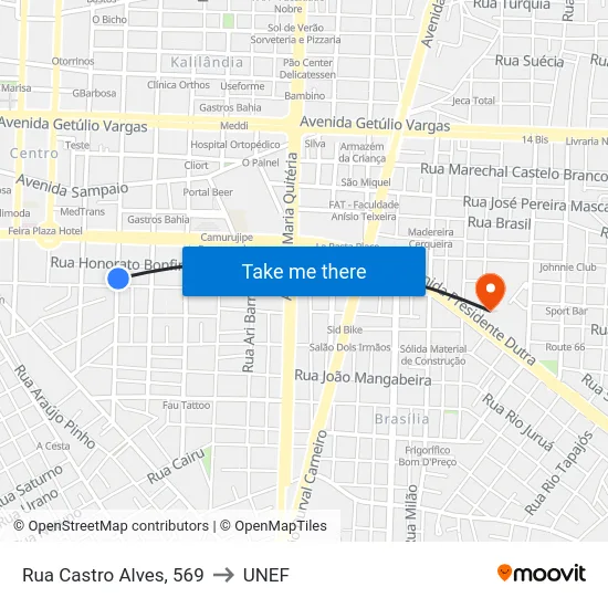 Rua Castro Alves, 569 to UNEF map