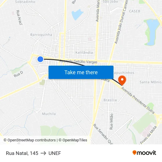 Rua Natal, 145 to UNEF map