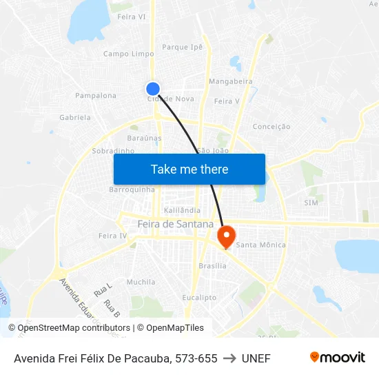 Avenida Frei Félix De Pacauba, 573-655 to UNEF map