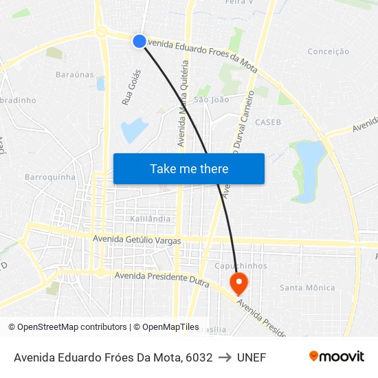 Avenida Eduardo Fróes Da Mota, 6032 to UNEF map