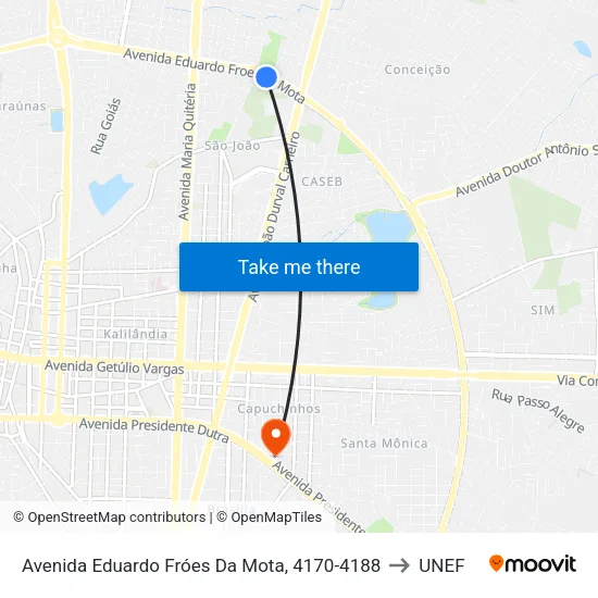 Avenida Eduardo Fróes Da Mota, 4170-4188 to UNEF map