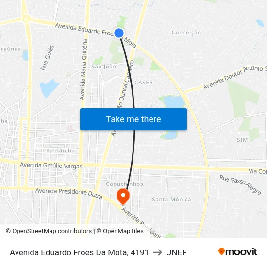 Avenida Eduardo Fróes Da Mota, 4191 to UNEF map