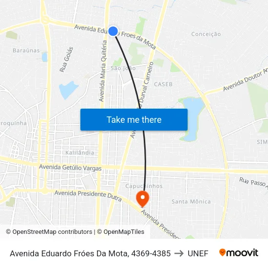 Avenida Eduardo Fróes Da Mota, 4369-4385 to UNEF map