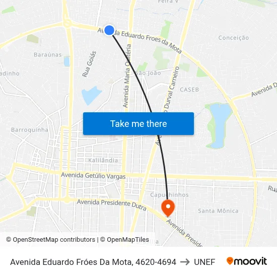 Avenida Eduardo Fróes Da Mota, 4620-4694 to UNEF map