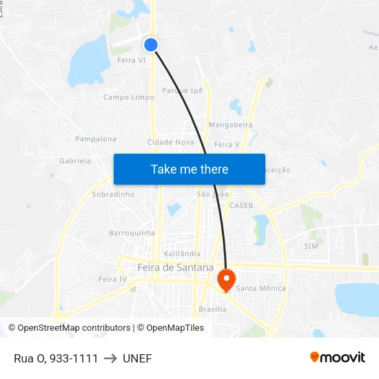 Rua O, 933-1111 to UNEF map