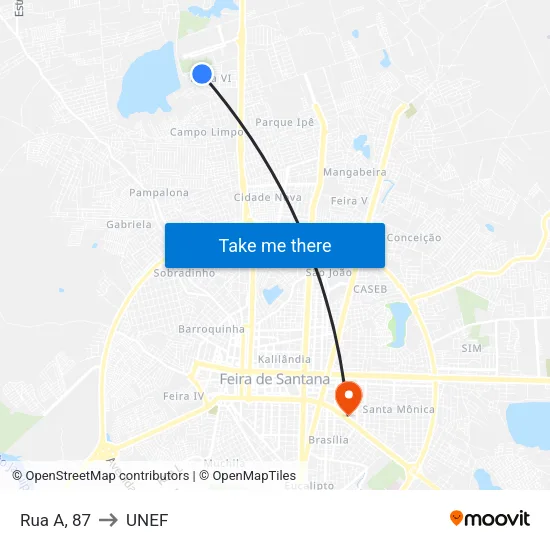 Rua A, 87 to UNEF map