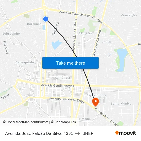 Avenida José Falcão Da Silva, 1395 to UNEF map