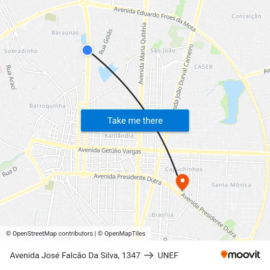 Avenida José Falcão Da Silva, 1347 to UNEF map