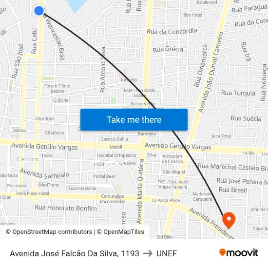 Avenida José Falcão Da Silva, 1193 to UNEF map