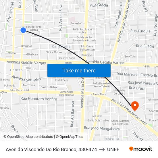 Avenida Visconde Do Rio Branco, 430-474 to UNEF map