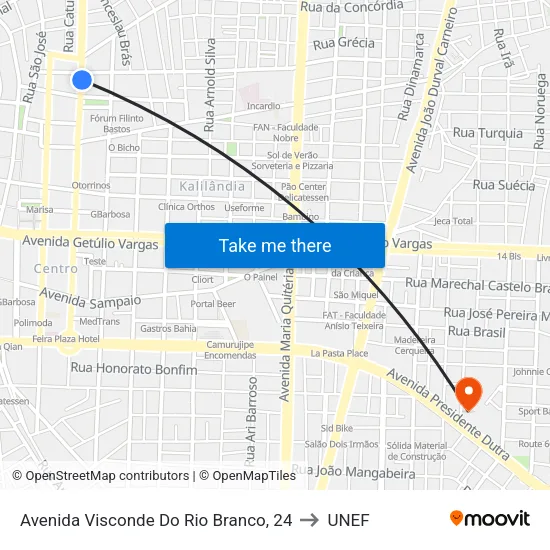 Avenida Visconde Do Rio Branco, 24 to UNEF map