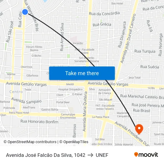 Avenida José Falcão Da Silva, 1042 to UNEF map