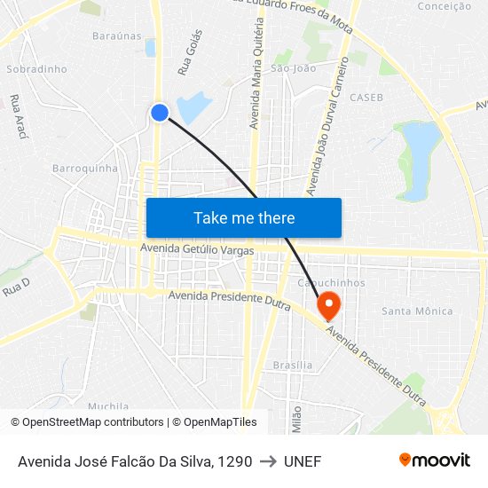 Avenida José Falcão Da Silva, 1290 to UNEF map
