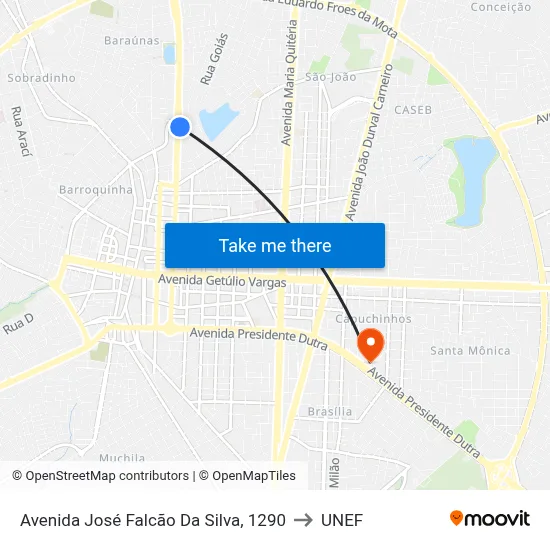 Avenida José Falcão Da Silva, 1290 to UNEF map