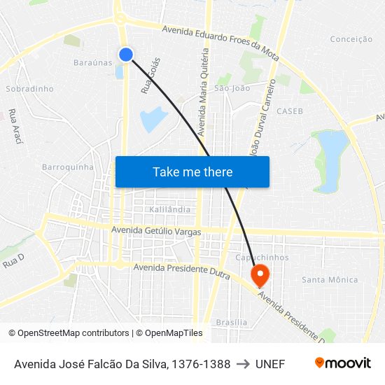 Avenida José Falcão Da Silva, 1376-1388 to UNEF map