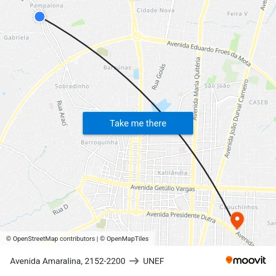 Avenida Amaralina, 2152-2200 to UNEF map