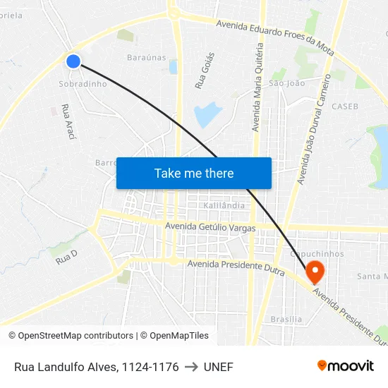 Rua Landulfo Alves, 1124-1176 to UNEF map