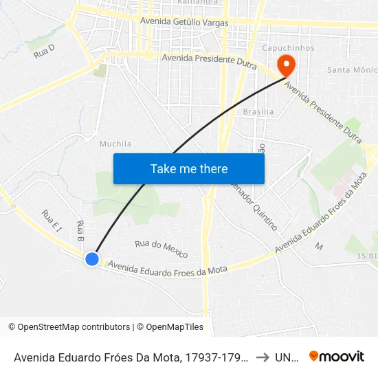 Avenida Eduardo Fróes Da Mota, 17937-17983 to UNEF map