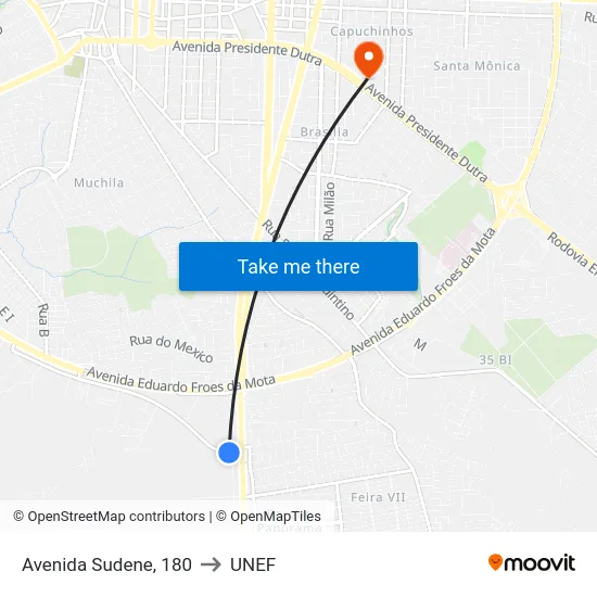 Avenida Sudene, 180 to UNEF map
