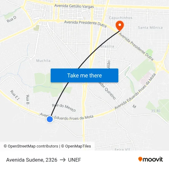 Avenida Sudene, 2326 to UNEF map