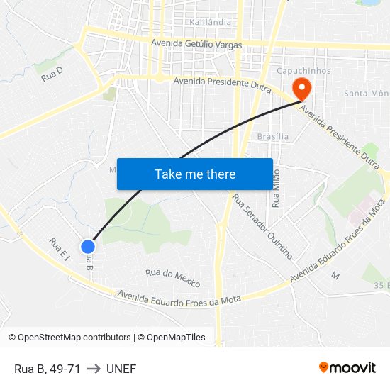 Rua B, 49-71 to UNEF map