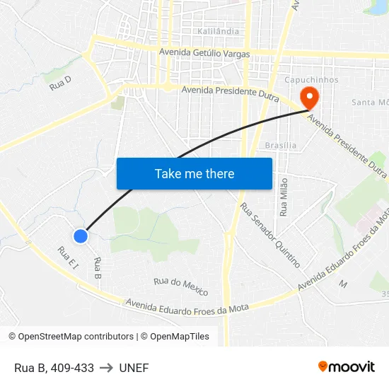 Rua B, 409-433 to UNEF map