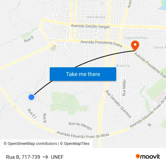 Rua B, 717-739 to UNEF map