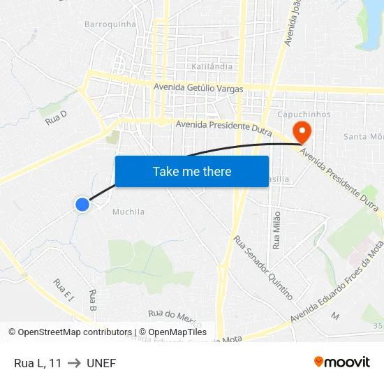 Rua L, 11 to UNEF map