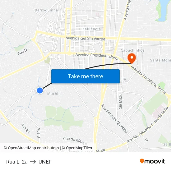 Rua L, 2a to UNEF map