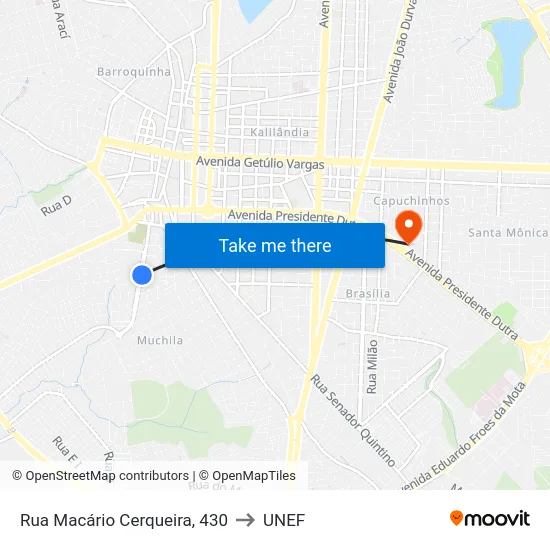 Rua Macário Cerqueira, 430 to UNEF map