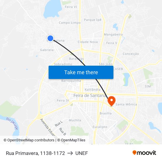 Rua Primavera, 1138-1172 to UNEF map