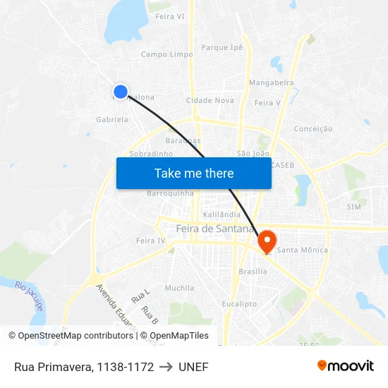 Rua Primavera, 1138-1172 to UNEF map