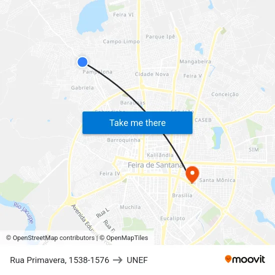 Rua Primavera, 1538-1576 to UNEF map