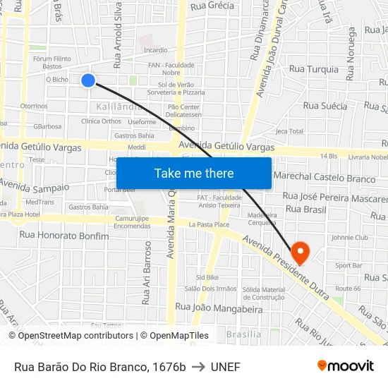 Rua Barão Do Rio Branco, 1676b to UNEF map