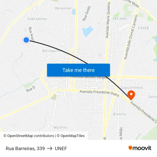 Rua Barreiras, 339 to UNEF map