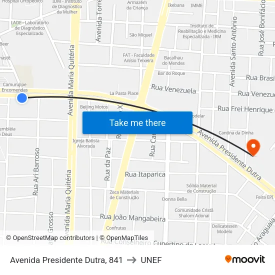 Avenida Presidente Dutra, 841 to UNEF map