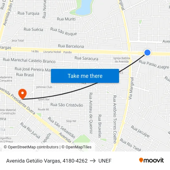 Avenida Getúlio Vargas, 4180-4262 to UNEF map