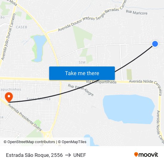 Estrada São Roque, 2556 to UNEF map