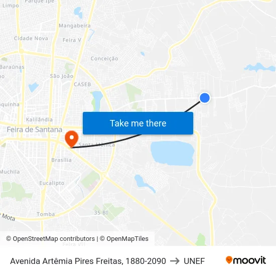 Avenida Artêmia Pires Freitas, 1880-2090 to UNEF map