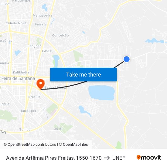 Avenida Artêmia Pires Freitas, 1550-1670 to UNEF map